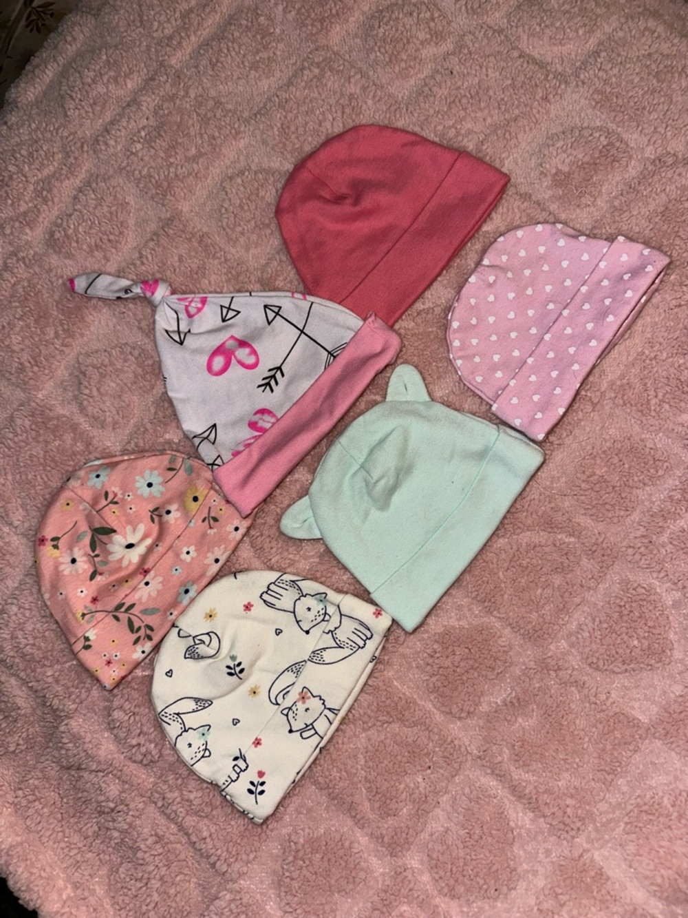 Baby girl beanies -Lot of 6